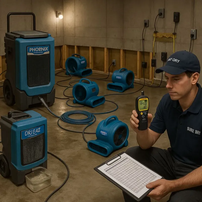 Structural Drying and Dehumidification process in Plainville, CT